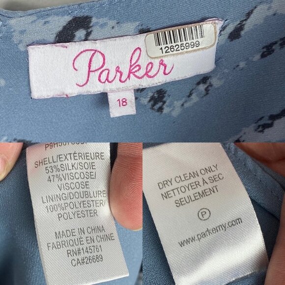 Parker Silk Long Sleeve Ruffle Mini Dress Size 18 Arctic Tiger Print Summer Boho - Picture 5 of 15